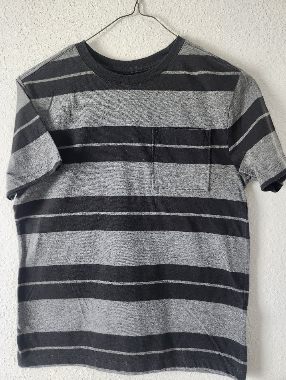 Old Navy Striped Pocket Tee in Black and Gray